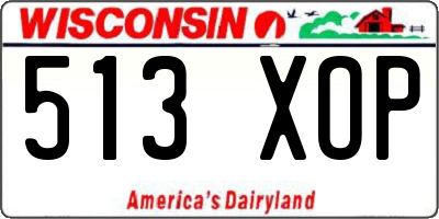 WI license plate 513XOP