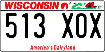 WI license plate 513XOX