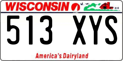 WI license plate 513XYS