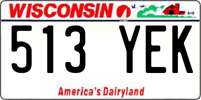 WI license plate 513YEK