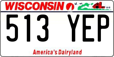 WI license plate 513YEP