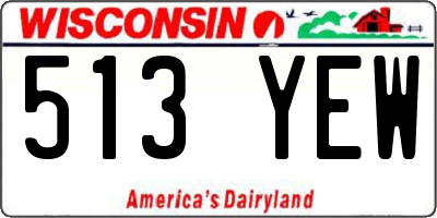 WI license plate 513YEW