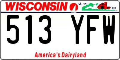WI license plate 513YFW