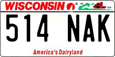 WI license plate 514NAK