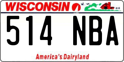 WI license plate 514NBA