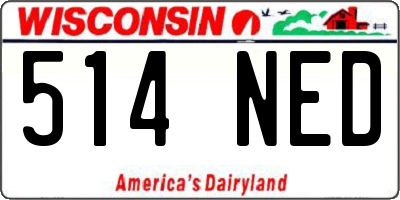 WI license plate 514NED
