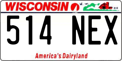WI license plate 514NEX