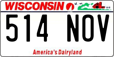 WI license plate 514NOV