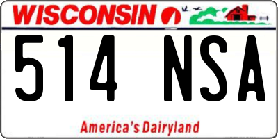 WI license plate 514NSA