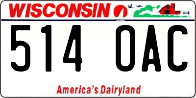 WI license plate 514OAC