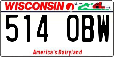 WI license plate 514OBW