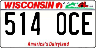 WI license plate 514OCE