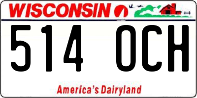 WI license plate 514OCH