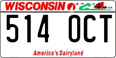 WI license plate 514OCT