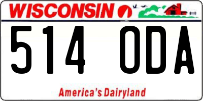 WI license plate 514ODA