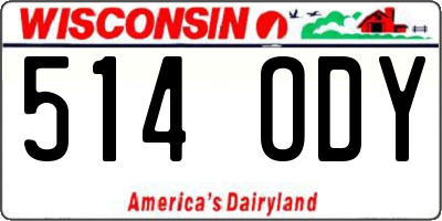 WI license plate 514ODY