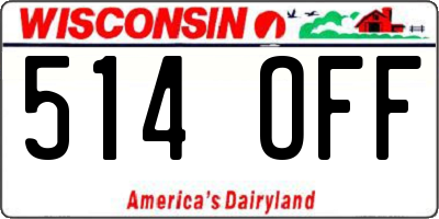 WI license plate 514OFF