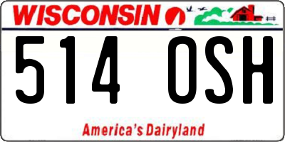 WI license plate 514OSH