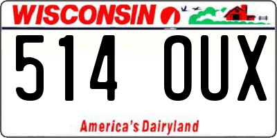 WI license plate 514OUX