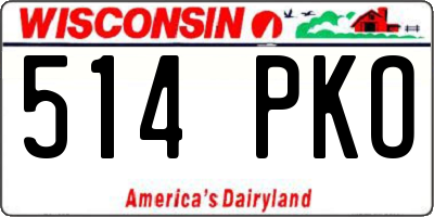 WI license plate 514PKO