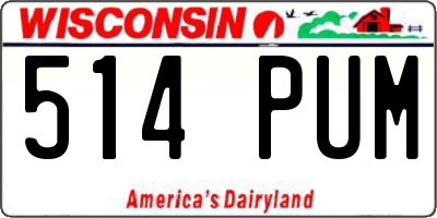 WI license plate 514PUM