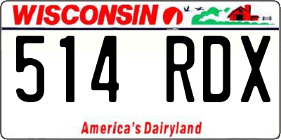 WI license plate 514RDX