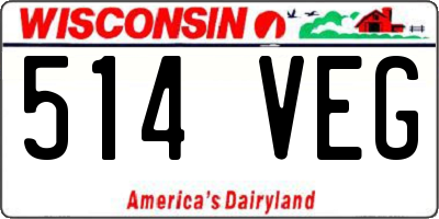 WI license plate 514VEG
