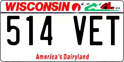 WI license plate 514VET