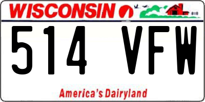 WI license plate 514VFW