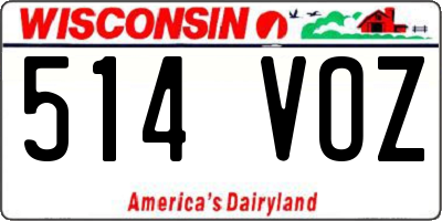 WI license plate 514VOZ