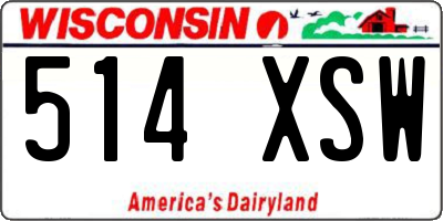 WI license plate 514XSW