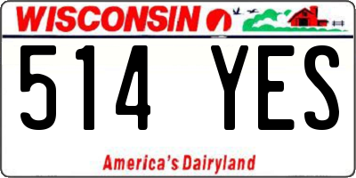 WI license plate 514YES