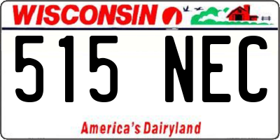WI license plate 515NEC