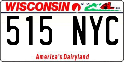 WI license plate 515NYC