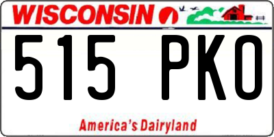 WI license plate 515PKO