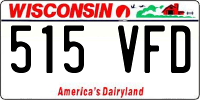 WI license plate 515VFD
