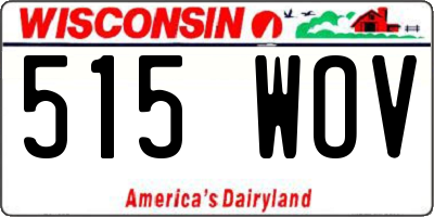 WI license plate 515WOV