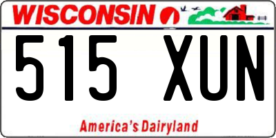 WI license plate 515XUN