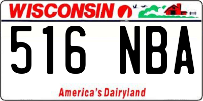 WI license plate 516NBA