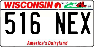 WI license plate 516NEX