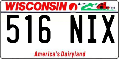 WI license plate 516NIX