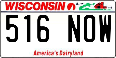 WI license plate 516NOW