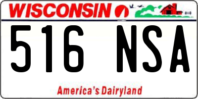WI license plate 516NSA