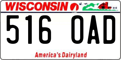 WI license plate 516OAD