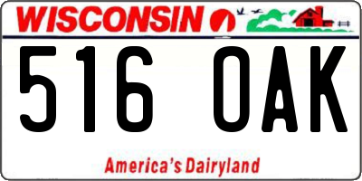 WI license plate 516OAK