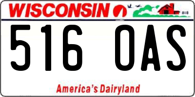 WI license plate 516OAS