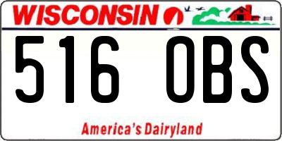 WI license plate 516OBS