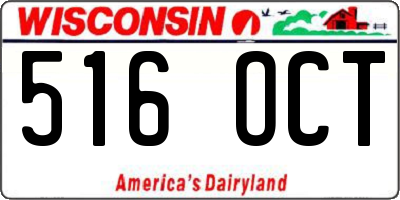 WI license plate 516OCT