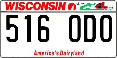 WI license plate 516ODO