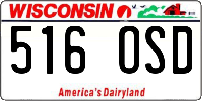 WI license plate 516OSD